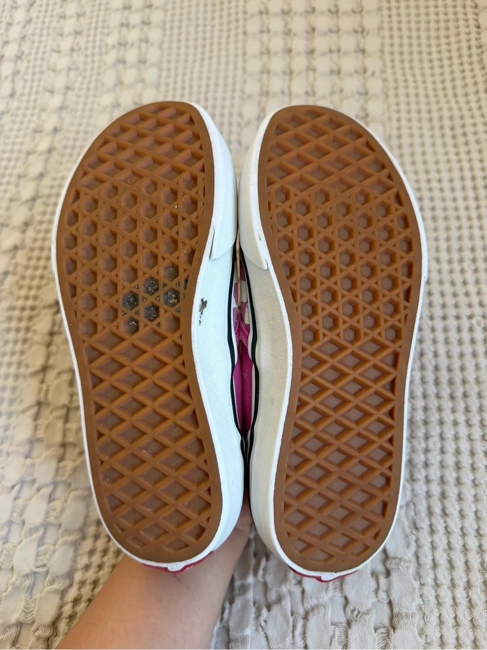 Vans Shoes Girls 13.5 Little Kids Pink Checker Slip On Sneakers Comfort Skate
